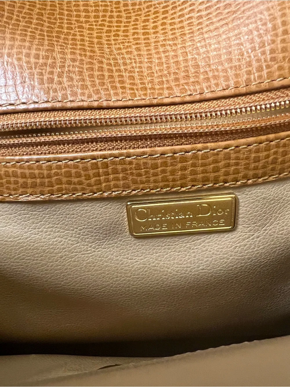 Christian Dior Large Cognac Textured Leather Backpack